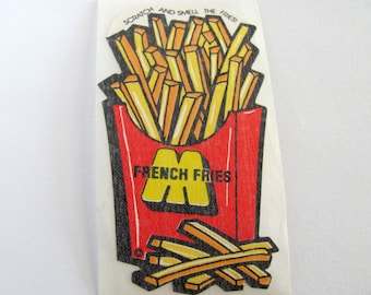 Frieten Vintage Mello Smello Scratch and Sniff Sticker - jaren 80 geurende fastfood chips aardappel collectible
