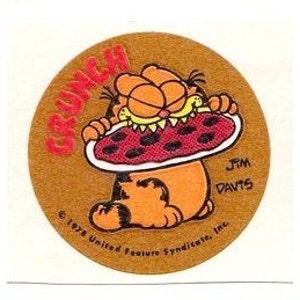 Garfield Scratch and Sniff Pizza Vintage Trend Sticker 1978 - Smells Delicious Pepperoni Scented Cartoon Kitty Cat