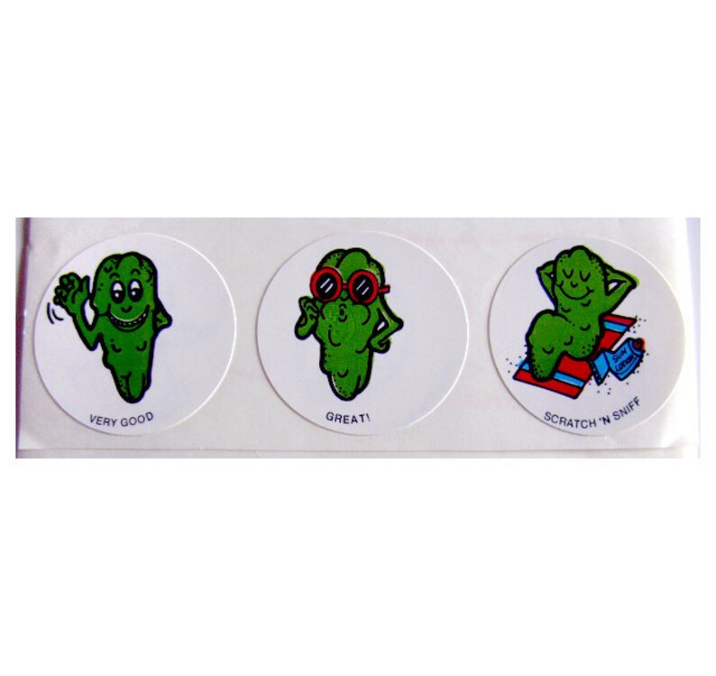 Vintage CTP Scratch and Sniff Dill Pickle Stickers 80's Etsy