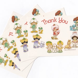 Strawberry Shortcake Vintage 80 's AGC ensemble de quatre cartes postales-Merci bande dessinée Custard Berry Eclair burrito menthe tulipe amande thé