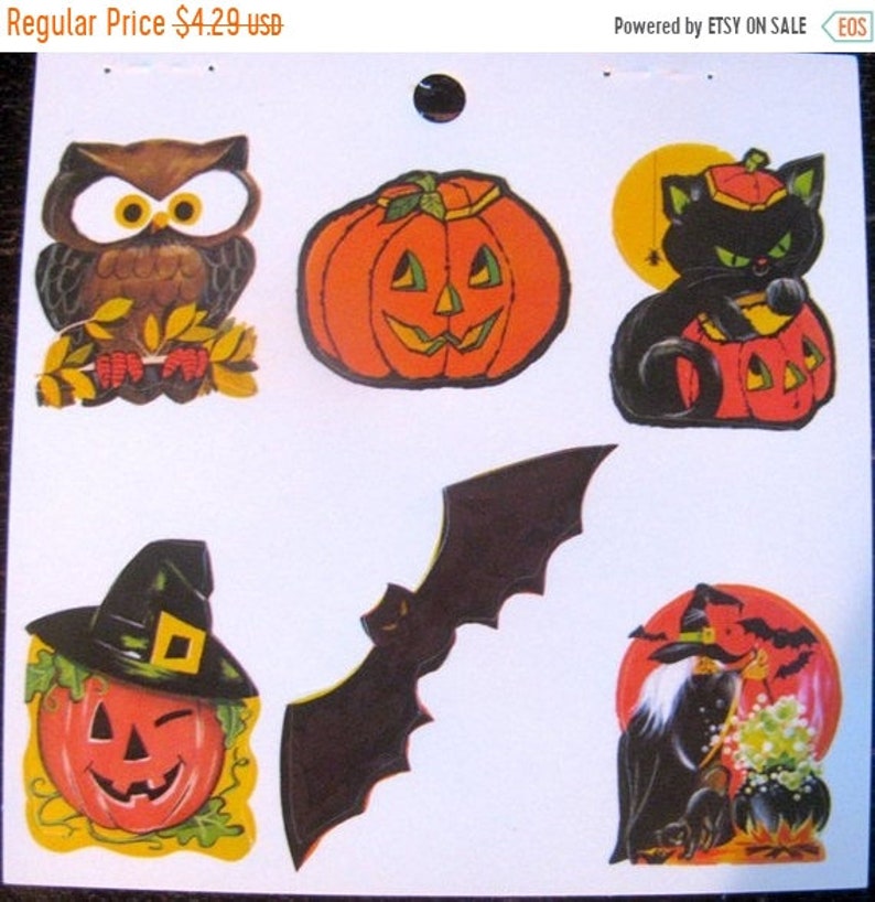 witch ghost cat bats skull Halloween Stickers 5 Sheets : Pumpkin Dracula