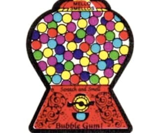 Vintage jaren 80 Mello Smello Scratch and Sniff gumball machine kauwgom sticker