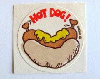 Vintage Trend Kratzer und Schnüffeln Hotdog Aufkleber - 80er Jahre Einzigartiges Retro Geschenk - Hot Dog! mit Senf Sammelalbum Senf Duft