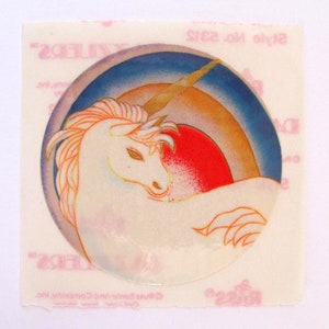Autocollant vintage Russ Dazzlers belle licorne - cheval magique arc-en-ciel fantastique des années 80, 80 à collectionner