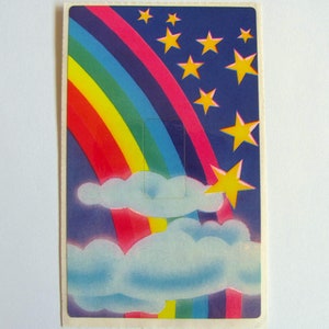 Rainbow Stars and Clouds Rare Vintage Lisa Frank Lightswitch Cover Sticker Sheet - 80&#39;s Child Children Bedroom Decor Toy Collectible