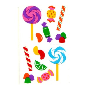 Sweets Vintage Mrs Grossman Sticker Strip - 6 Inches Long - Candy Lollipop Jellybean Peppermint Lime Gumdrop Dessert Treat Scrapbook