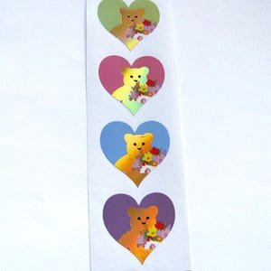Striscia adesiva a forma di cuore con orsetto di peluche Mrs Grossman - Album di ritagli con orsetti e fiori in rilievo color oro