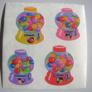 Vintage Sandylion Pearl Finish Bubblegum Machine Stickers - 80's Opal Pearly Rainbow Bubble Gum Gumball Candy Retro Scrapbook