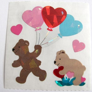 Adorable Teddy Bear Vintage Sandylion Prism Sticker Mod - Teddies Prismatic Love Valentine Heart Balloon