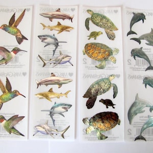 Mrs Grossman Metallic Aufkleber - Sie wählen - Kolibri Hai Delfin Schildkröte Schildkröte Wal Orca Vogel Meertier