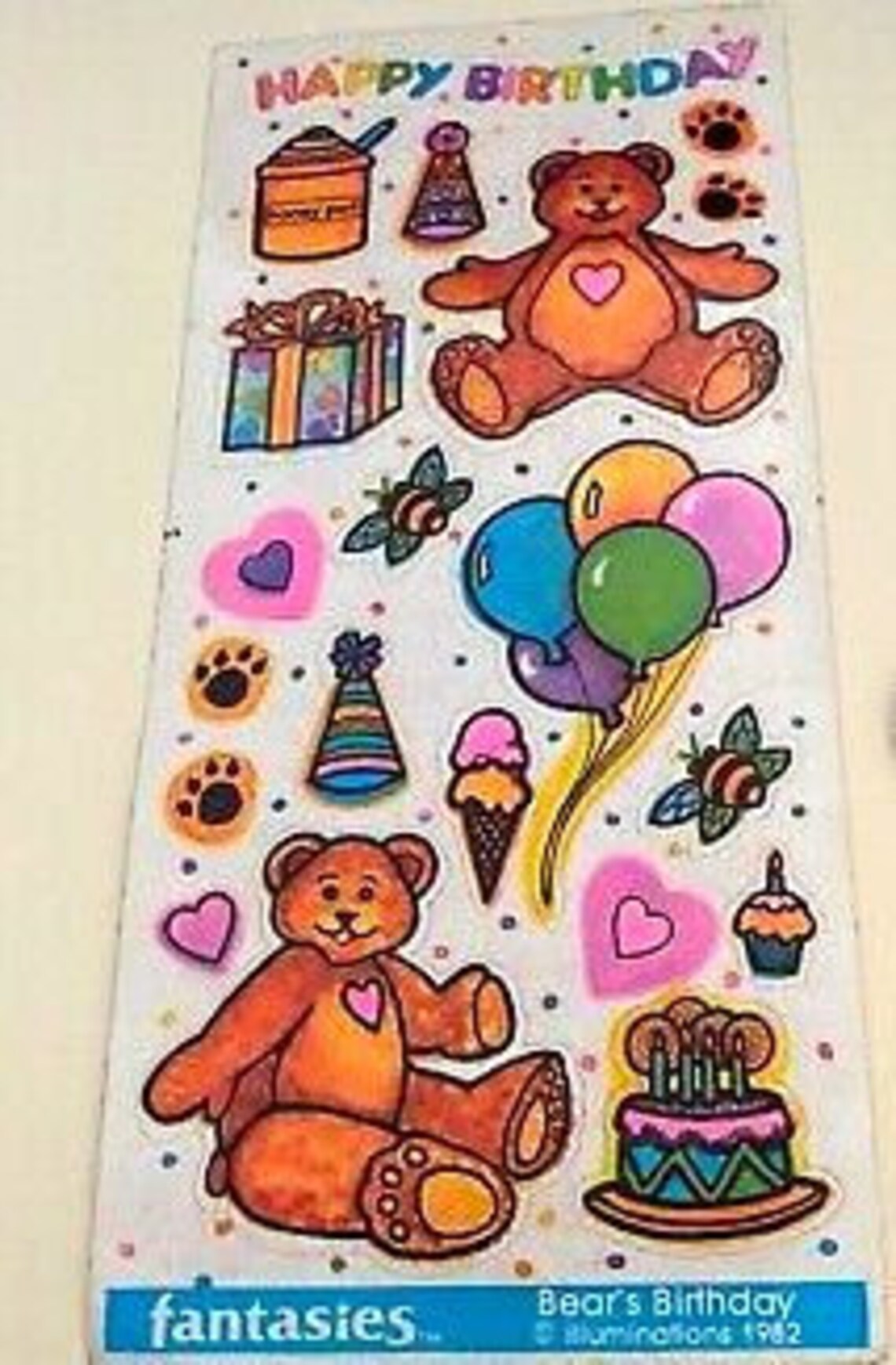 Happy Birthday Teddy Bear Rare Vintage Illuminations Sticker | Etsy