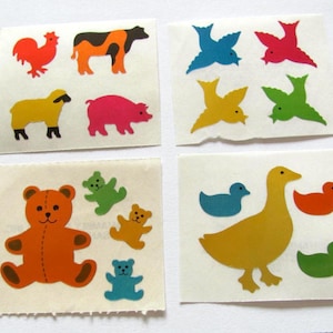 Hambly Foil Reflective Vintage 80s Sticker - You Choose - Mylar Farm Animals Birds Teddies Bears Ducks Cow Sheep Pig Rooster Collectible