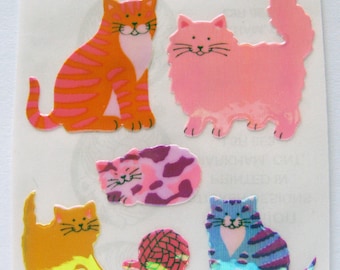 Vintage Sandylion Pearly Kitten Stickers - 80's Persian Cat Kitty Feline Tabby Yarn Pearl Opal MOP