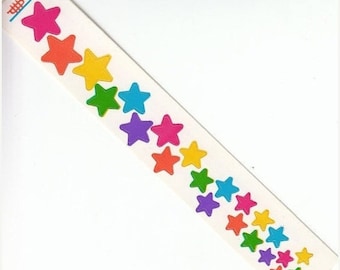 SALE Vintage Cardesign Toots Tumbling Rainbow Stars Sticker Strip - Retro 80's Star Scrapbook