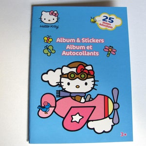 Hello Kitty Sandylion Rare Vintage Sticker Album -  Cat Kitten Butterfly Sweets Ice Cream Lollipop Airplane Pilot Pink Bow Cartoon Book