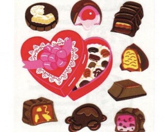 Valentine Candy Rare Vintage Sandylion Kromekote Sticker Mod - 80's Cherry Chocolate Heart Scrapbook