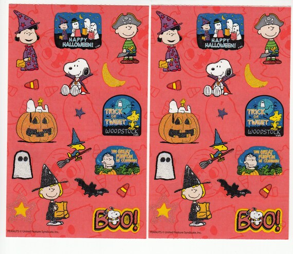 Peanuts Halloween Sandylion Lot Of Two Maxi Sticker Sheets Etsy