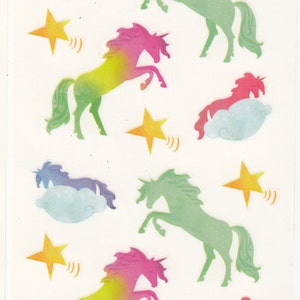Aquarel eenhoorns mevrouw Grossman maxi stickervel - Fantasy Rainbow Star Cloud paard pony plakboek