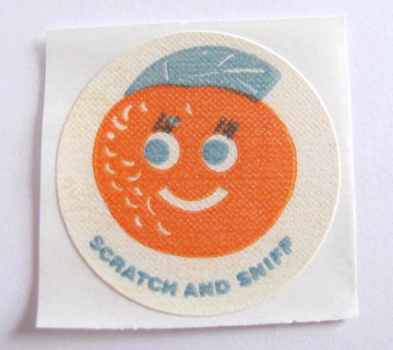 Vintage CTP Matte Scratch and Sniff Orange Sticker 80's Citrus Scented Creative Teaching Press Collectible image 1