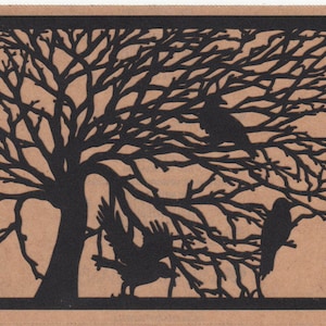 Gorgeous Mrs Grossman Night Watch Sticker - Raven Crow Black Bird Tree Creepy Hitchcock The Birds style Laser Cut Scrapbook Collage