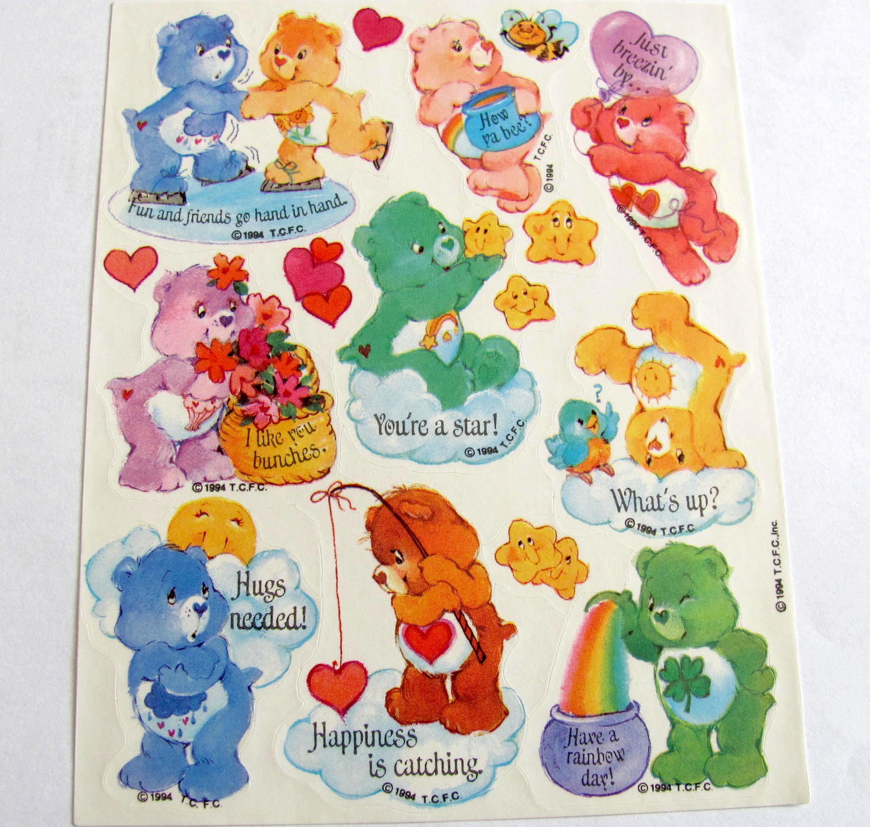 ケアベア ヴィンテージ AGC ステッカーシート - 80年代 レトロ 子供用