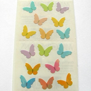 Mrs Grossman Iridescent Butterflies Vintage Sticker Strip - Butterfly Rare 80&#39;s Pearl Opal Pearly Scrapbook Collage Wings