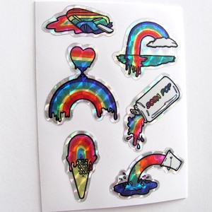 Prismatic Rainbows Fabelhafter Vintage Verkaufsautomaten Aufkleber Bogen - Prism Ice Cream Soda Popsicle Popsicle Herz Wolke