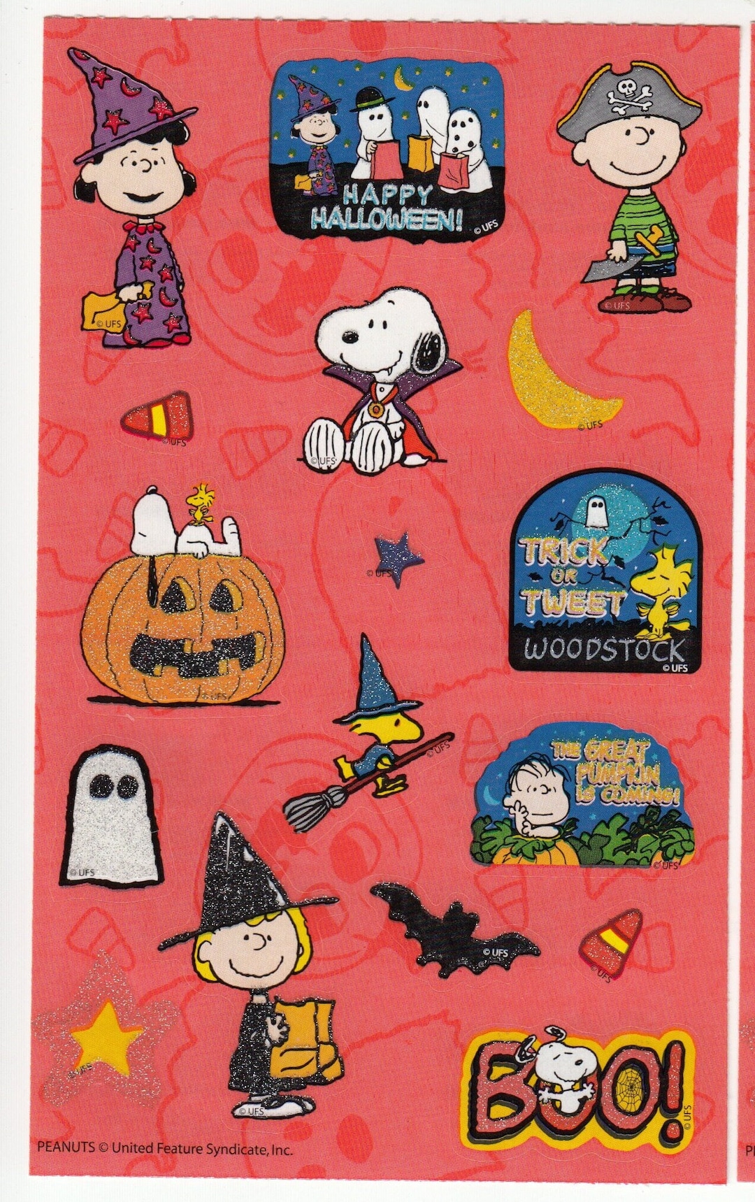 Peanuts Halloween Sandylion Maxi Sticker Sheet Snoopy Lucy Etsy
