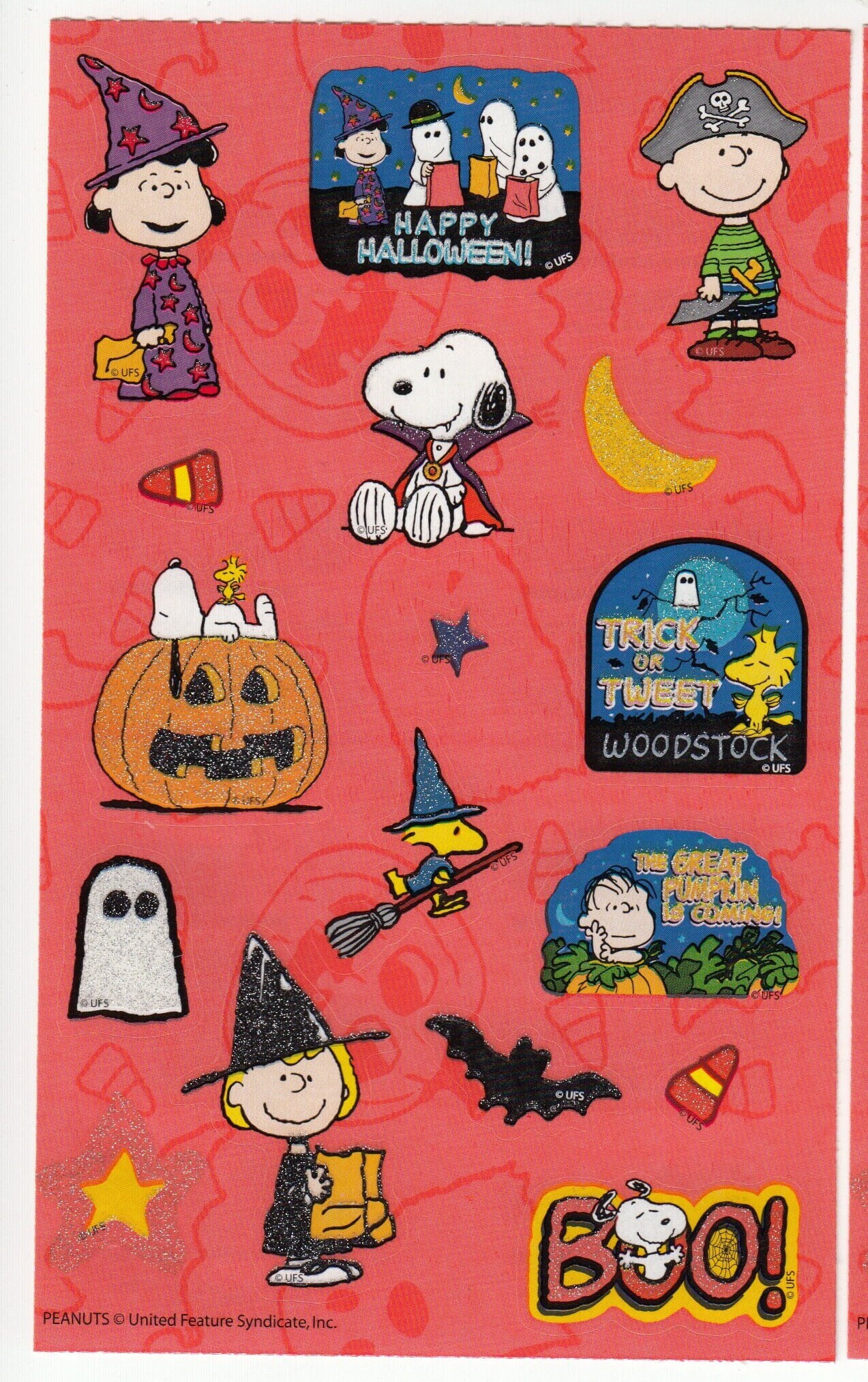 Peanuts Halloween Sandylion Maxi Sticker Sheet Snoopy Lucy Etsy Denmark