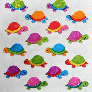 Schildkröten Vintage Sandylion Mini Glitter Aufkleber - Schildkröte Schildkröte Prisma Glittery Regenbogen bunte Scrapbook