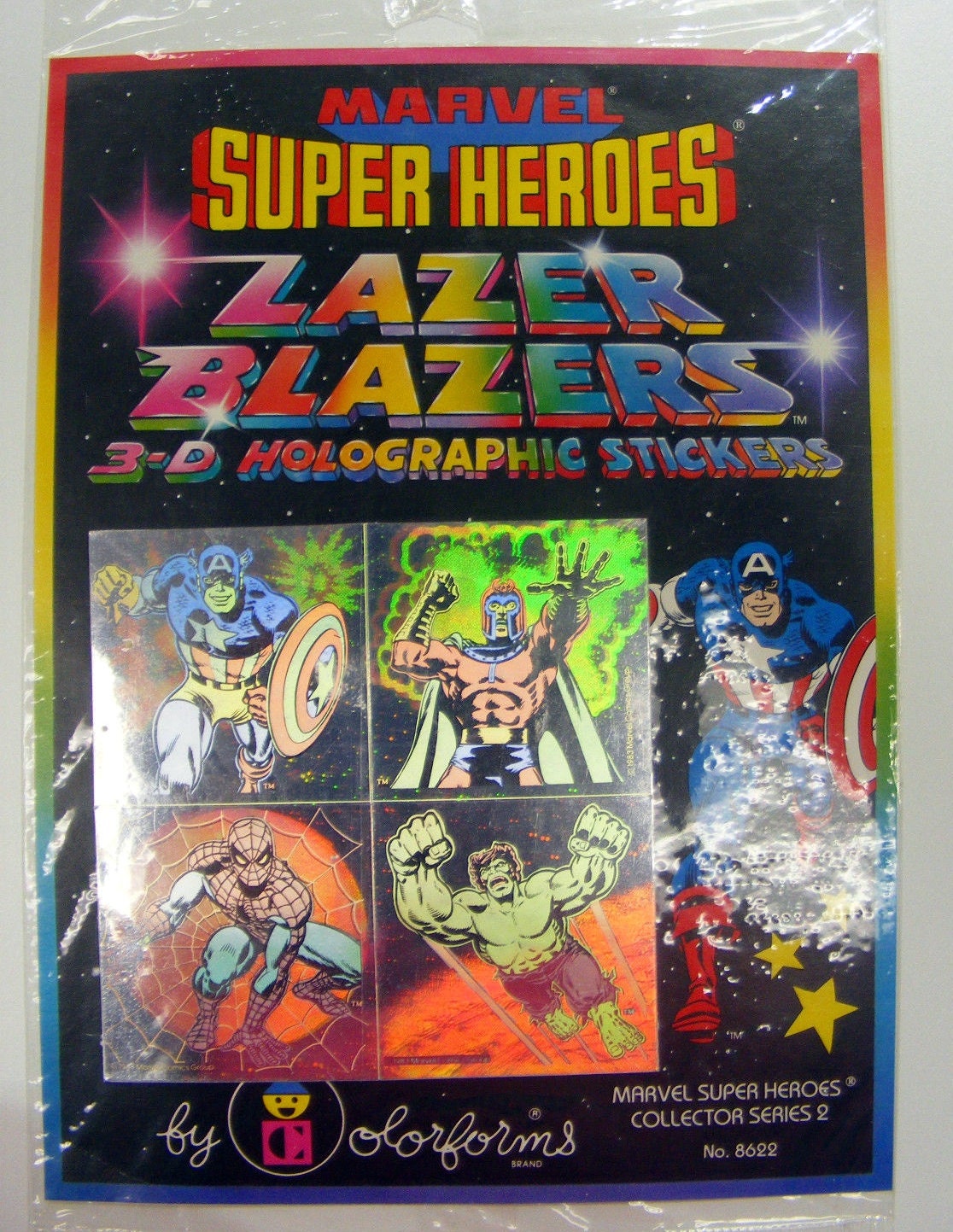 Marvel Super Heroes Rare Vintage Lazer Blazers Colorforms Hologram