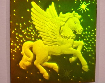 Naklejka holograficzna Pegasus Rare Vintage AGC Sticker Zone - Holograficzny kucyk z lat 80., kolekcjonerska, z motywem fantasy
