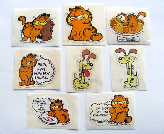 Vintage 80s Garfield Sticker - Cat Kitten Odie Pookie Hotdog Scratch and Sniff Reward Illustration Cartoon Character - You Choose