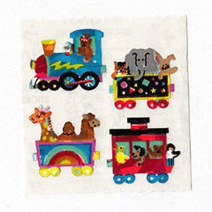 Tren animal Vintage Sandylion Prism pegatinas - 80's Oso de peluche Camel Duck Penguin Elephant Giraffe Cat Dog Teddies Collectible