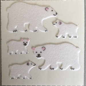 Polar Bear Vintage Sandylion Fuzzy Sticker Mod - Arctic Animal White Cub Scrapbook Teacher