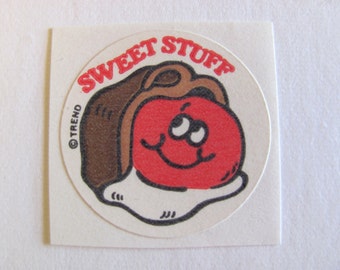 Rare Vintage Trend Matte Scratch and Sniff Sweet Stuff Chocolate Cherry Candy Sticker - 80's Unique Retro Gift - Collectible Treat Scented