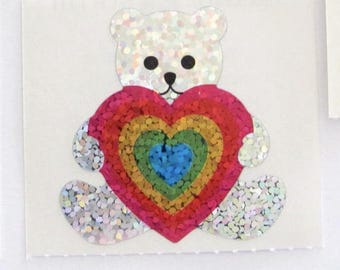 Hambly Glitter Regenbogen Herz Teddybär Aufkleber - Sparkle Glittery Love Sammlerstück