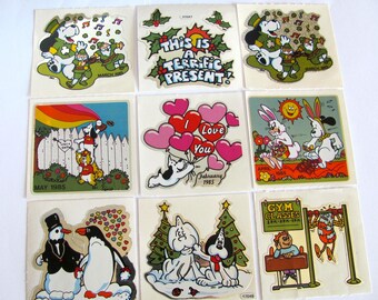 Unidog Collectors Club Large Vintage Foil Sticker - You Choose 80's BJ Decal Specialties Mylar Dog St Patricks Easter Penguin Christmas Gym