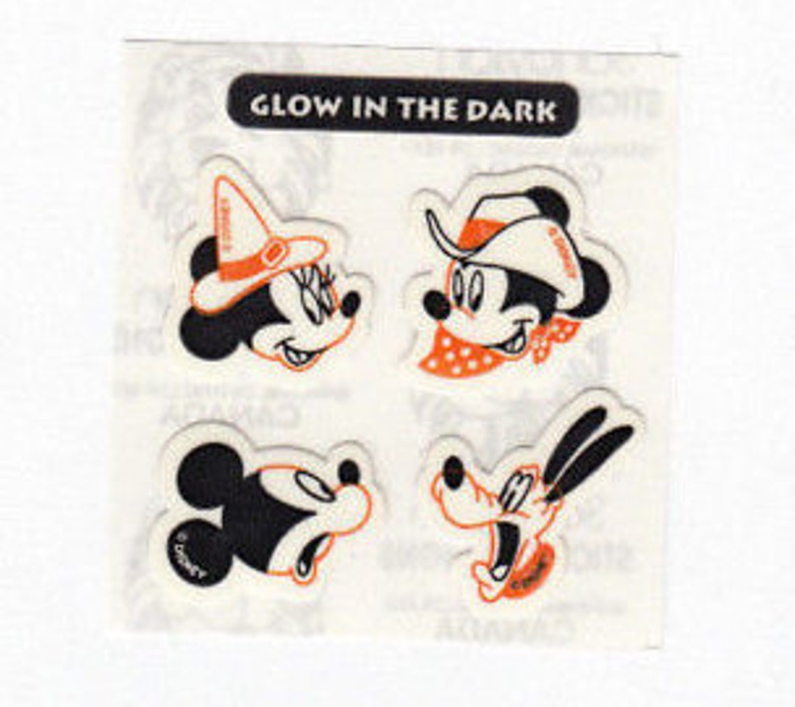 Mickey Mouse Glow in the Dark Vintage Sandylion Stickers Etsy