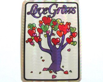 Love Grows Prismatic Heart Leaves Vintage Vending Machine Sticker Sheet - Prism Tree Leaf Hearts Valentine