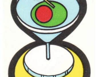Olijfmartini vintage mello geur sticker kras- en snuifje - 80's cocktailgeur