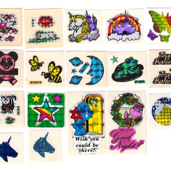 Vintage 80s Prism Sticker - You Choose - Sticca Unicorn Elephant Castle Panda Bear Moodies Frog Bee Skunk Birthday Star Saturn Moon