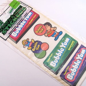 Bubble Yum Bubble Gum Scratch and Sniff Rare Vintage Gordy Sticker Sheet - 80's New in the Package Grape Spearmint