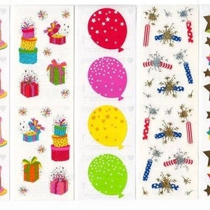 Viering Mevr. Grossman Stickerstrips - Verjaardagstaart Folie Goud Vallende ster Reflecties Glitter Voetzoeker Cadeau Aanwezig Plakboek