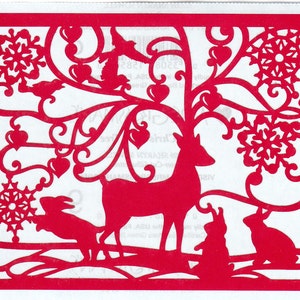 Mrs Grossman Winter Waldtiere Vintage Aufkleber - Rentier Verzauberter Wald Laser Cut Weihnachten Schneeflocke Schnee Hirsch Kaninchen Herz