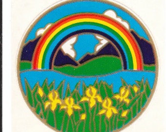 Rare Vintage Illuminations Rainbow Mountains and Iris Sticker 1980