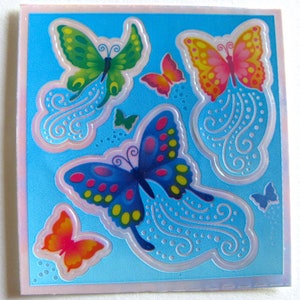 Hermosas pegatinas vintage de mariposas Sandylion: alas de mariposa monarca, perla, ópalo, perlado, iridiscente, verde, naranja y azul, para álbumes de recortes