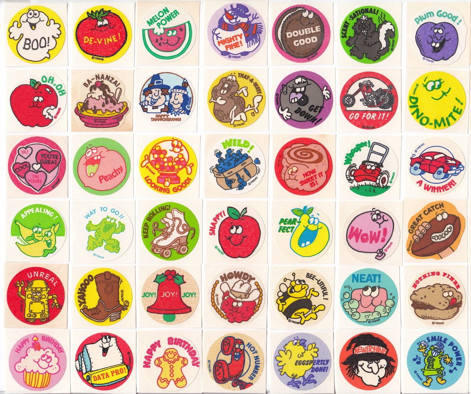 Lot de 24 autocollants rétro avec inscription « Scratch 'n Sniff » - Motif authentique des années 80