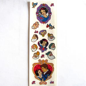 Sandylion Snow White and the Seven Dwarfs Vintage Sticker Pack - Glitter Princess Prince Dis ney Fairy Tale Grimm Animated Cartoon Teacher