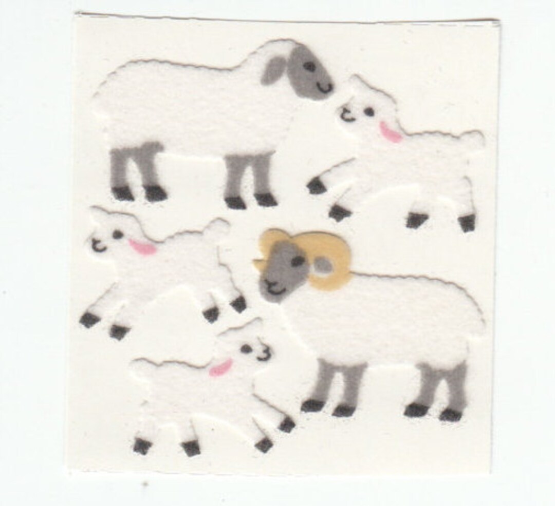 Vintage Sandylion Fuzzy Sheep Lamb Sticker Mod Ram Scrapbook Collage Etsy
